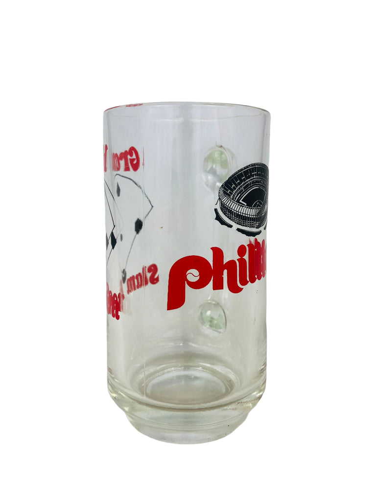 PHILADELPHIA PHILLIES VINTAGE 1980'S VETERANS STADIUM GRAND SLAM ROOM GLASS BEER MUG