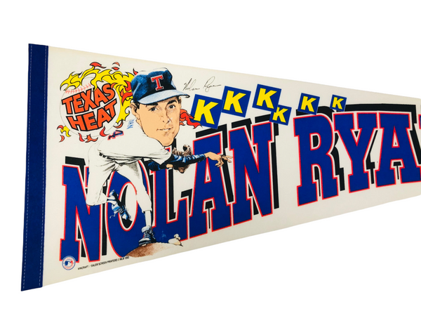 Vintage 1990 MLB Texas Rangers Nolan Ryan Pitching Flaming Ball And St – F  As In Frank Vintage