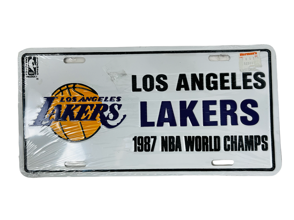 LOS ANGELES LAKERS VINTAGE 1987 NBA WORLD CHAMPIONS ALUMINUM LICENSE PLATE