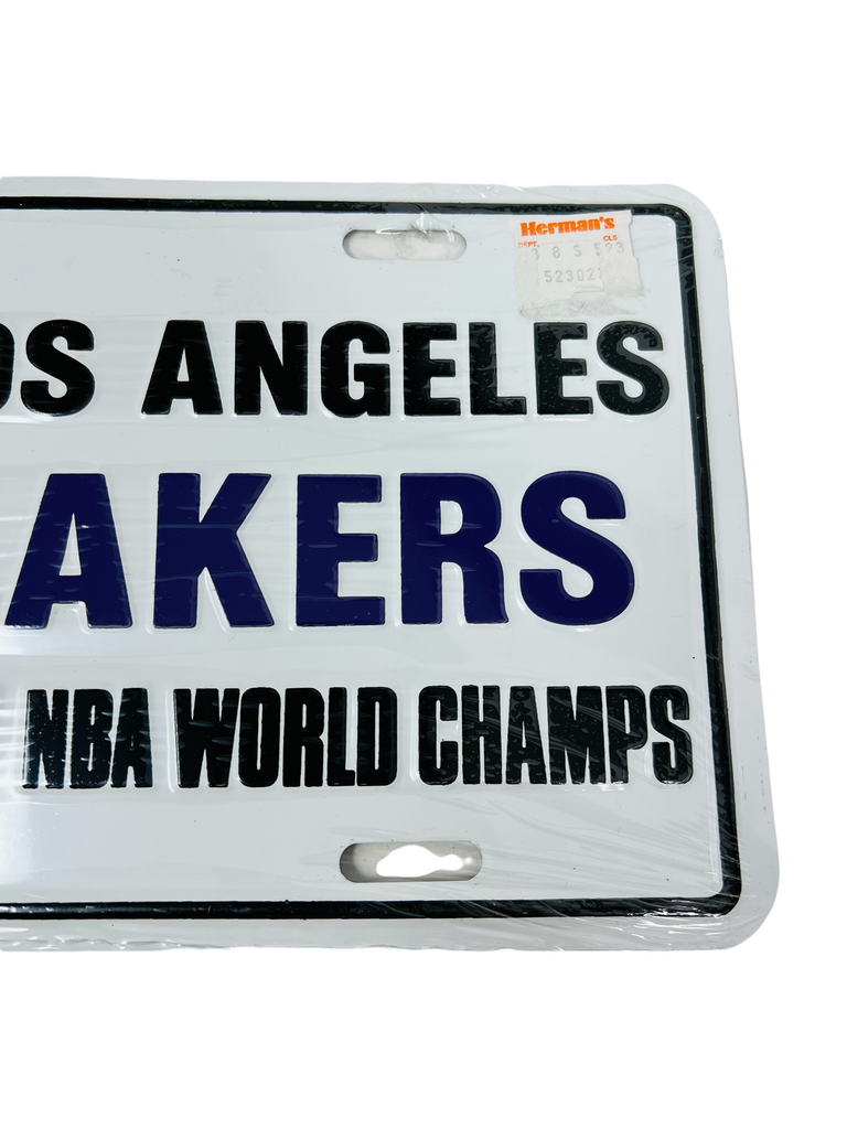 LOS ANGELES LAKERS VINTAGE 1987 NBA WORLD CHAMPIONS ALUMINUM LICENSE PLATE