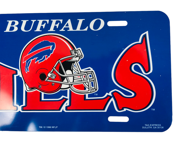 BUFFALO BILLS VINTAGE 1990'S NFL GAMEDAY PLASTIC LICENSE PLATE - Bucks  County Baseball Co.