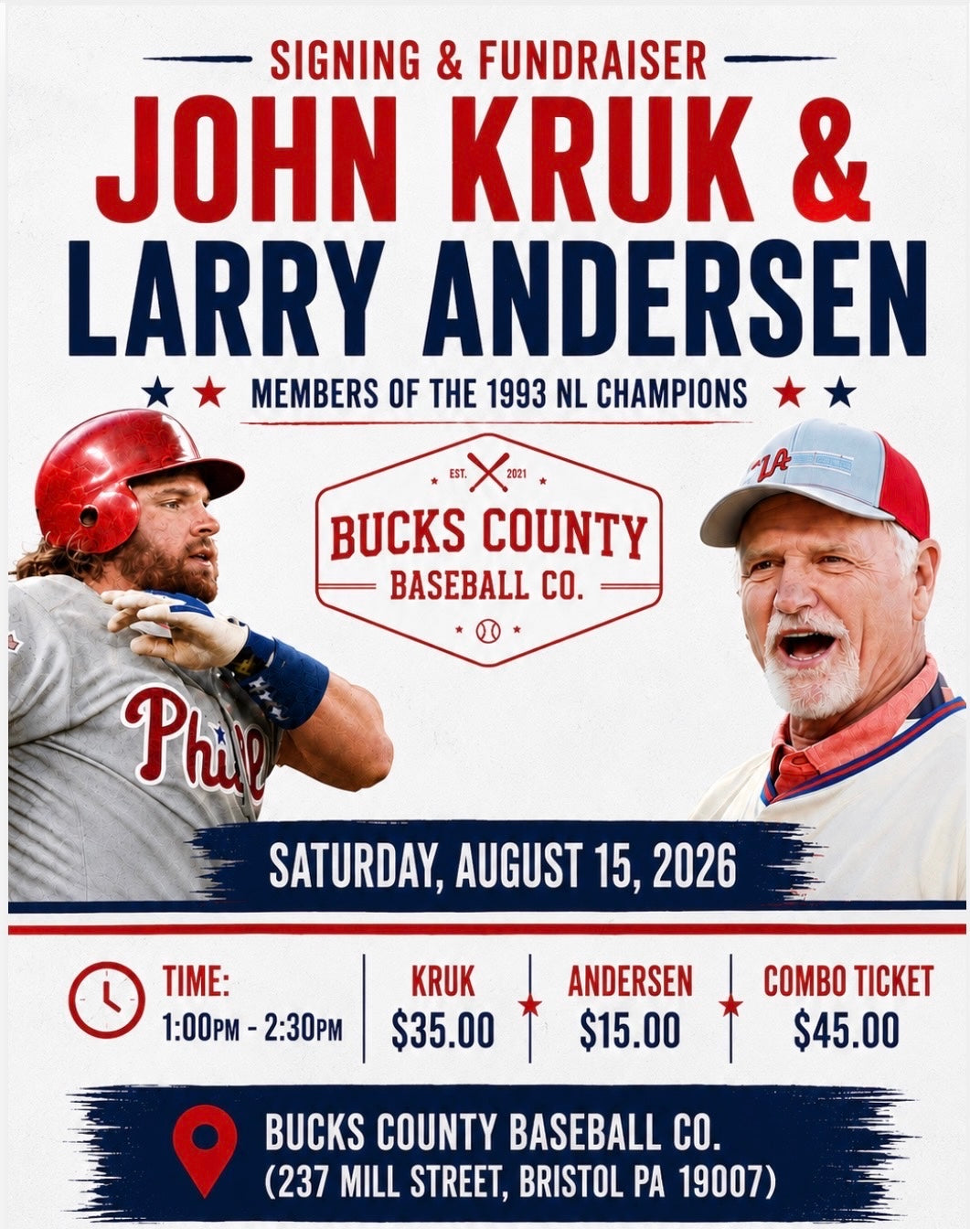 John Kruk & Larry Andersen Special Signing & Charity Fundraiser
