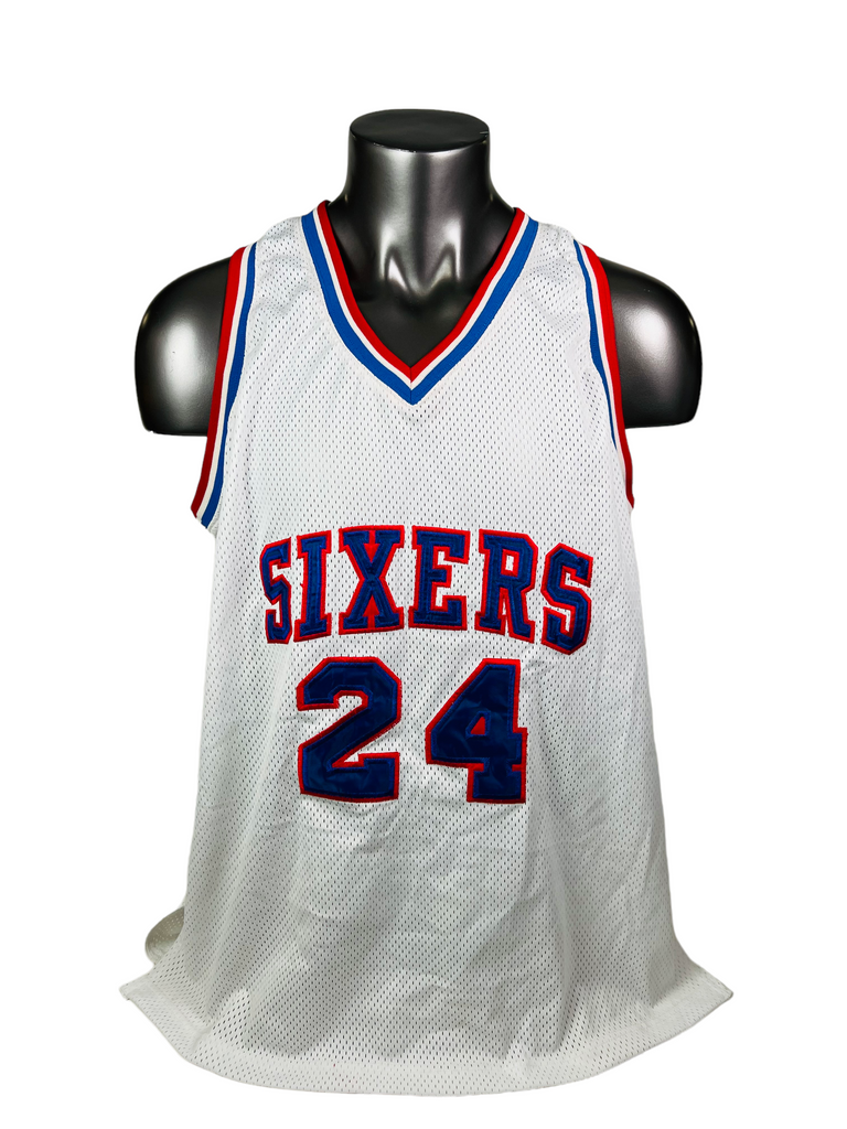 BOBBY JONES PHILADELPHIA SIXERS RETRO SIGNED AUTHENTIC JERSEY ADULT 46