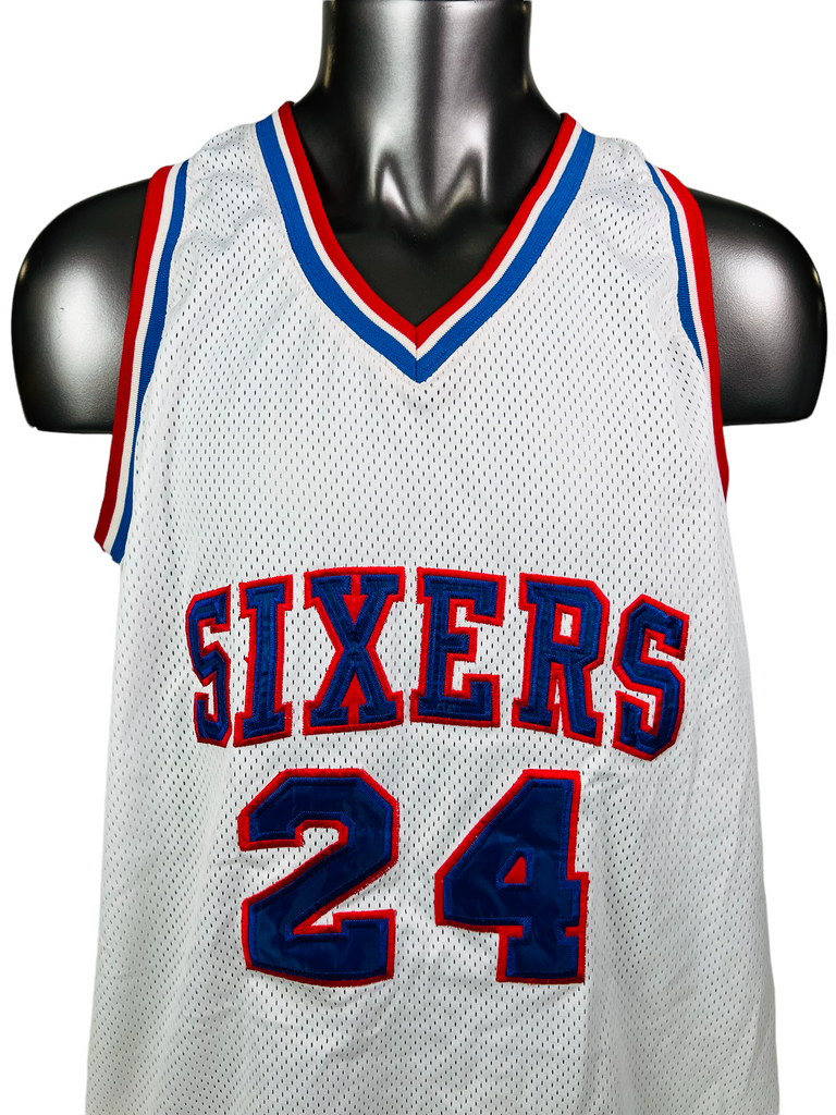 BOBBY JONES PHILADELPHIA SIXERS RETRO SIGNED AUTHENTIC JERSEY ADULT 46