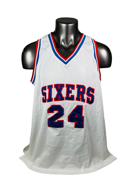 BOBBY JONES PHILADELPHIA SIXERS RETRO SIGNED AUTHENTIC JERSEY ADULT 46