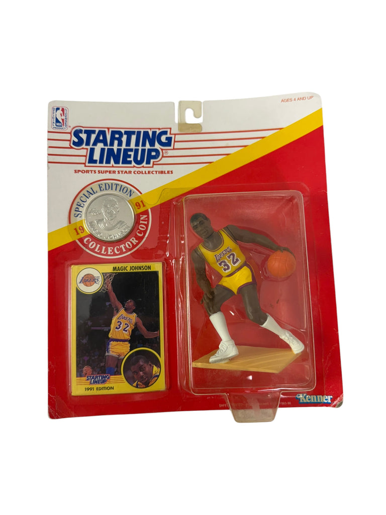 MAGIC JOHNSON LOS ANGELES LAKERS VINTAGE 1991 STARTING LINEUP SLU FIGURINE (Copy)