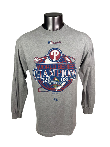 PHILADELPHIA PHILLIES VINTAGE 2008 WORLD SERIES CHAMPIONS LONG SLEEVE T-SHIRT ADULT LARGE