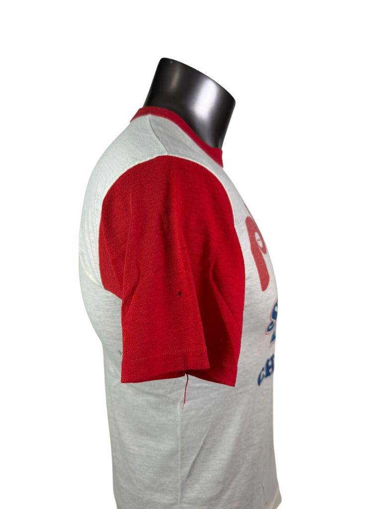 PHILADELPHIA PHILLIES VINTAGE 1980 WORLD SERIES CHAMPIONS TRENCH T-SHIRT LARGE