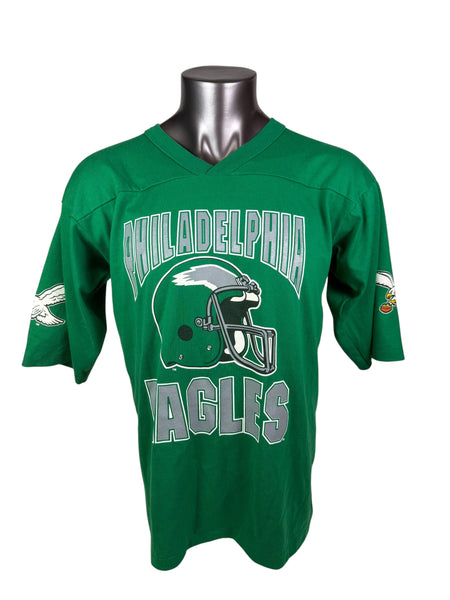 PHILADELPHIA EAGLES VINTAGE 1990'S KELLY GREEN V-NECK T-SHIRT ADULT LARGE