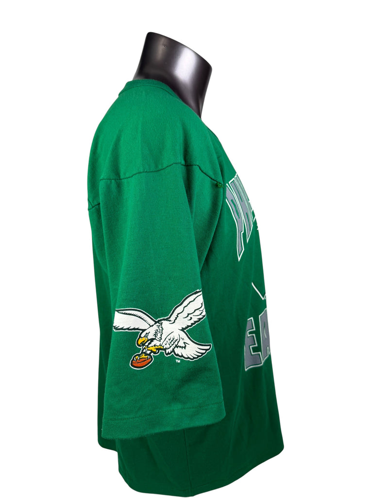PHILADELPHIA EAGLES VINTAGE 1990'S KELLY GREEN V-NECK T-SHIRT ADULT LARGE