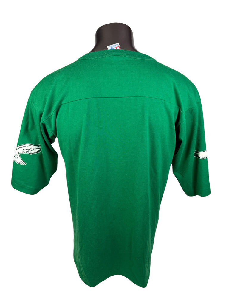 PHILADELPHIA EAGLES VINTAGE 1990'S KELLY GREEN V-NECK T-SHIRT ADULT LARGE