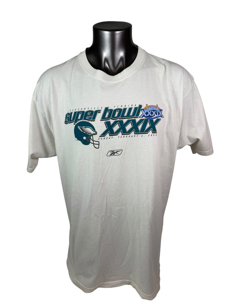 PHILADELPHIA EAGLES VINTAGE 2004 SUPER BOWL XXXIX REEBOK T-SHIRT ADULT XL