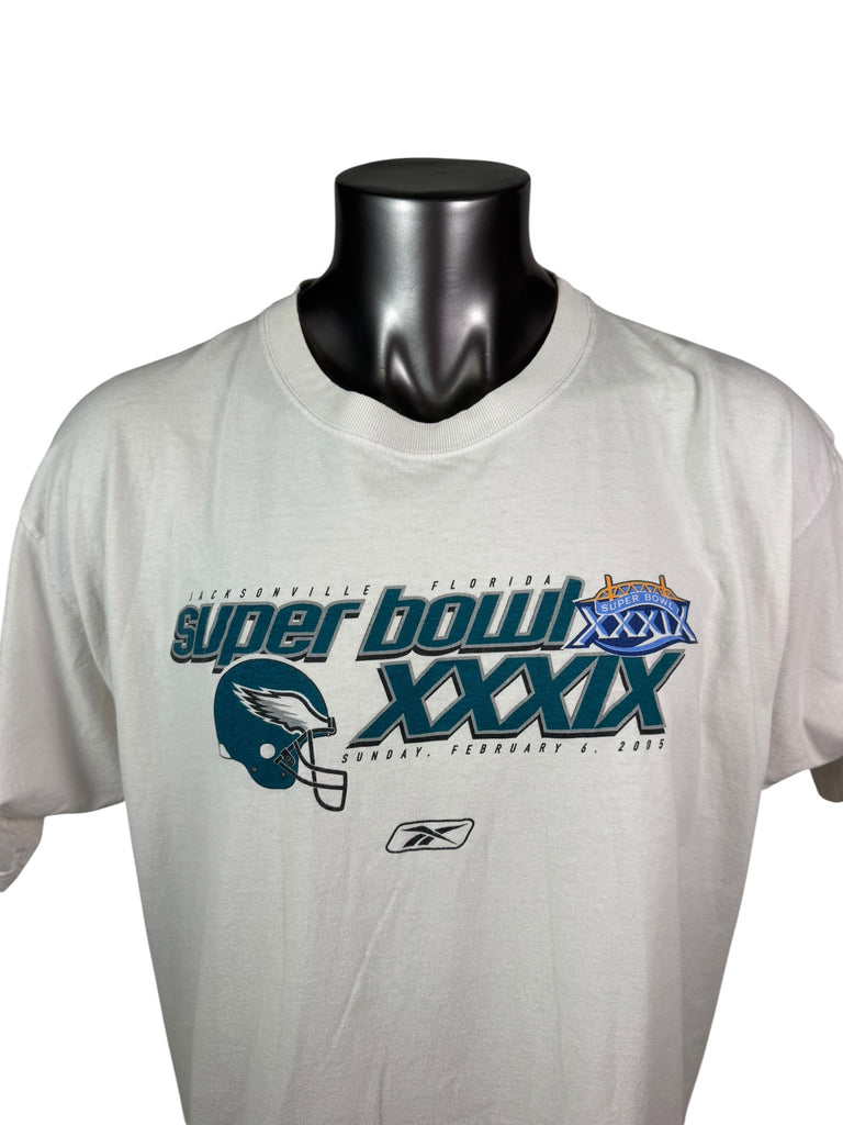 PHILADELPHIA EAGLES VINTAGE 2004 SUPER BOWL XXXIX REEBOK T-SHIRT ADULT XL