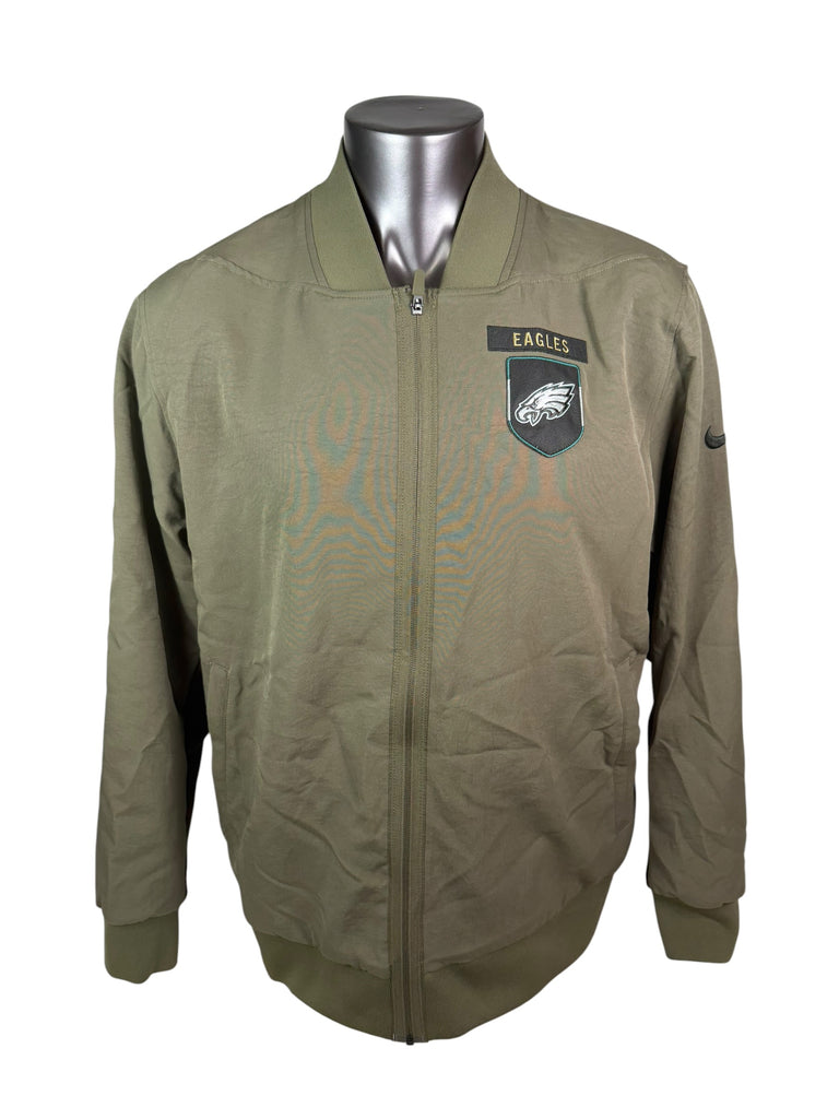 PHILADELPHIA EAGLES TEAM ISSUED SALUTE TO SERVICE NIKE MILITARY ZIP-UP LIGHT WEIGHT JACKET ADULT XL