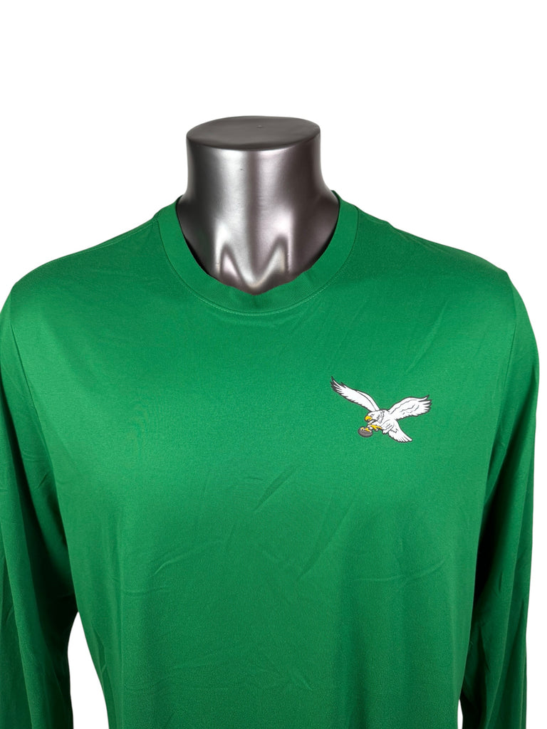 PHILADELPHIA EAGLES TEAM ISSUED KELLY GREEN DRI-FIT NIKE LONG SLEEVED SHIRT ADULT XL