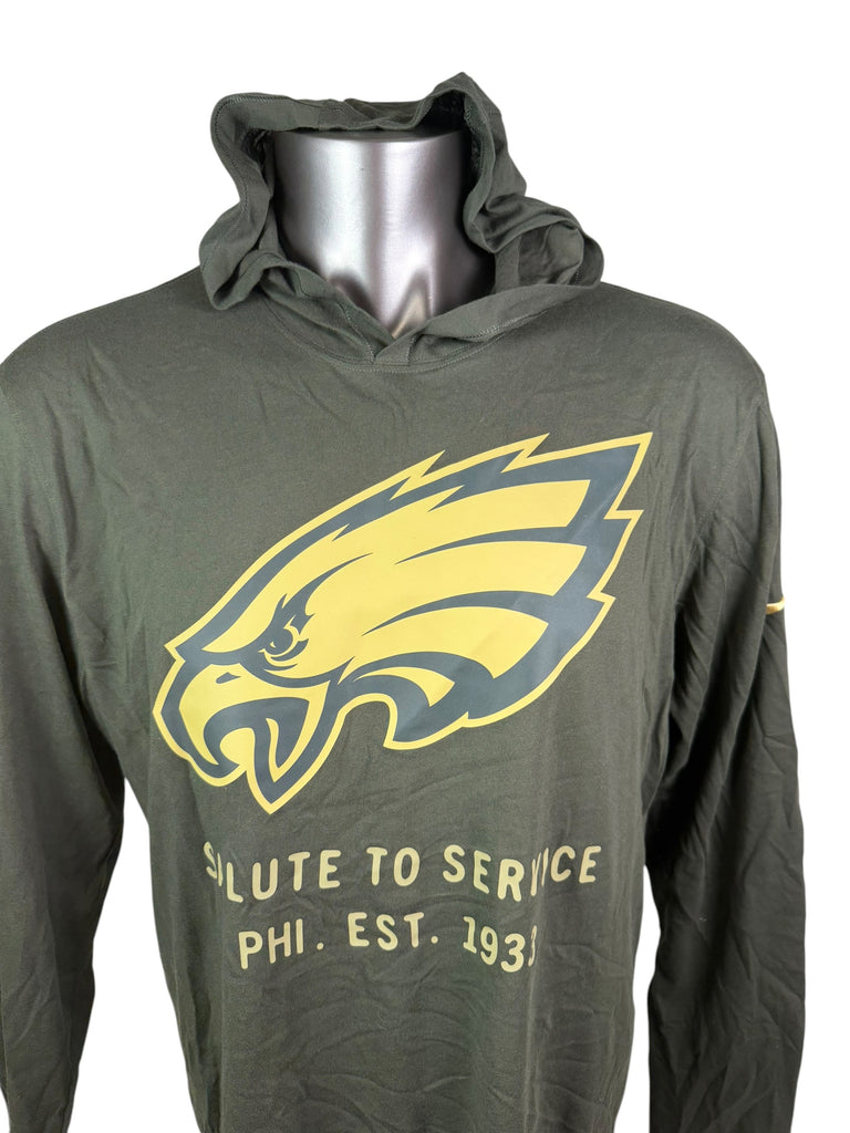 PHILADELPHIA EAGLES TEAM ISSUED SALUTE TO SERVICE DRI-FIT NIKE MILITARY HOODIE SHIRT ADULT XL