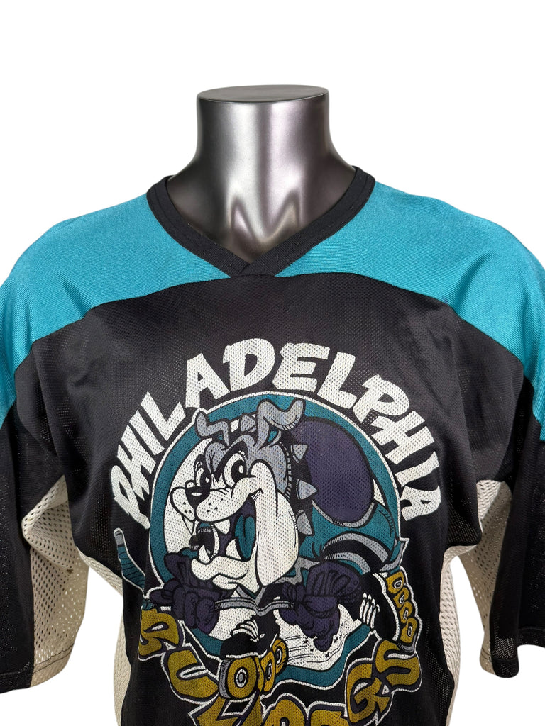 PHILADELPHIA BULLDOGS VINTAGE 1990'S RHI INLINE SIGNED JERSEY ADULT MEDIUM