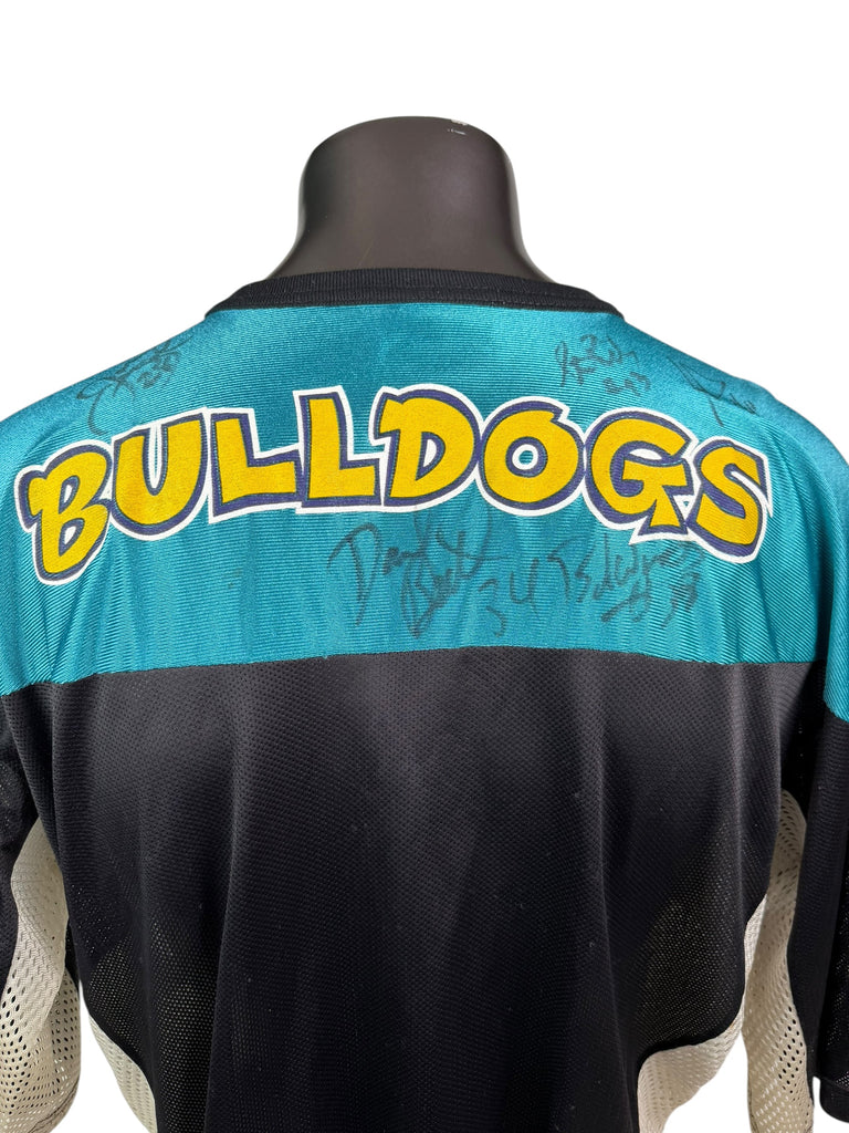 PHILADELPHIA BULLDOGS VINTAGE 1990'S RHI INLINE SIGNED JERSEY ADULT MEDIUM