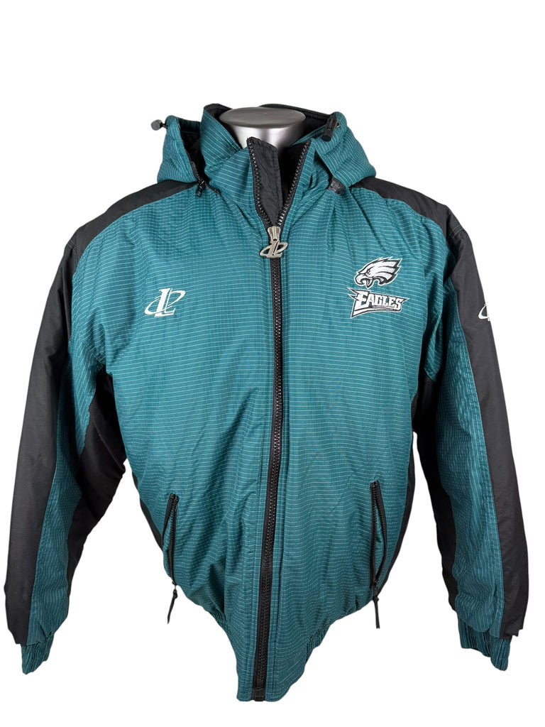 PHILADELPHIA EAGLES VINTAGE 1990'S PRO LINE AUTHENTIC LOGO ATHLETIC HOODED WINTER JACKET ADULT LARGE
