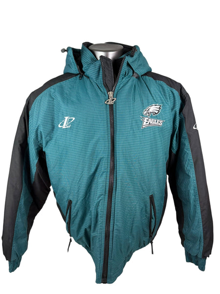 PHILADELPHIA EAGLES VINTAGE 1990'S PRO LINE AUTHENTIC LOGO ATHLETIC HOODED WINTER JACKET ADULT LARGE