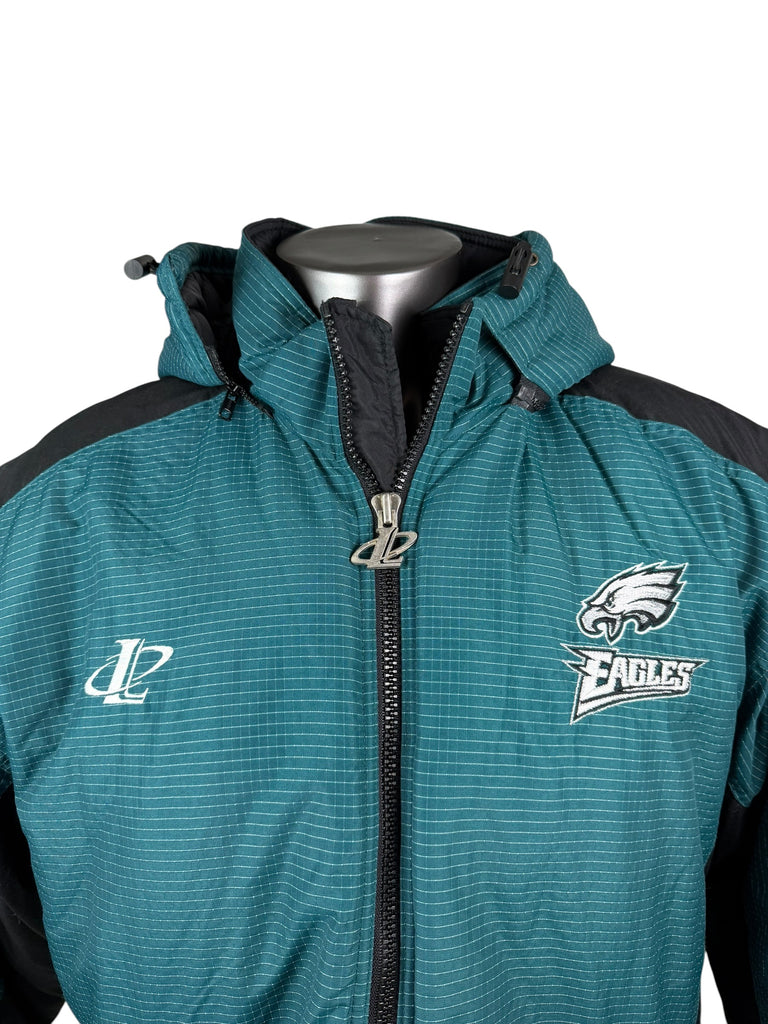 PHILADELPHIA EAGLES VINTAGE 1990'S PRO LINE AUTHENTIC LOGO ATHLETIC HOODED WINTER JACKET ADULT LARGE