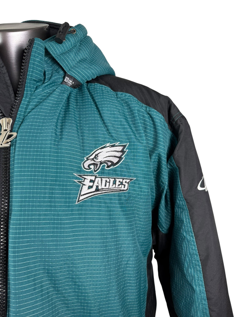 PHILADELPHIA EAGLES VINTAGE 1990'S PRO LINE AUTHENTIC LOGO ATHLETIC HOODED WINTER JACKET ADULT LARGE