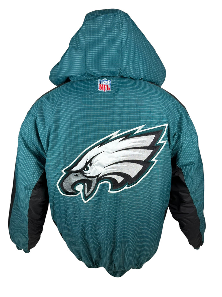 PHILADELPHIA EAGLES VINTAGE 1990'S PRO LINE AUTHENTIC LOGO ATHLETIC HOODED WINTER JACKET ADULT LARGE