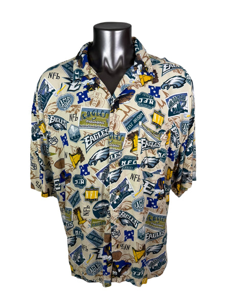 PHILADELPHIA EAGLES VINTAGE 2000'S NFL HAWAIIAN STYLE SHIRT ADULT 2XL