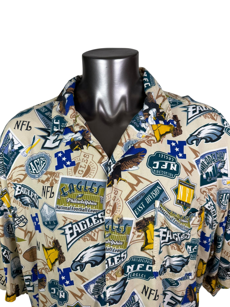 PHILADELPHIA EAGLES VINTAGE 2000'S NFL HAWAIIAN STYLE SHIRT ADULT 2XL