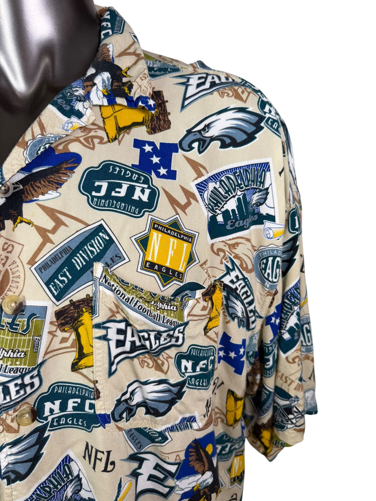 PHILADELPHIA EAGLES VINTAGE 2000'S NFL HAWAIIAN STYLE SHIRT ADULT 2XL