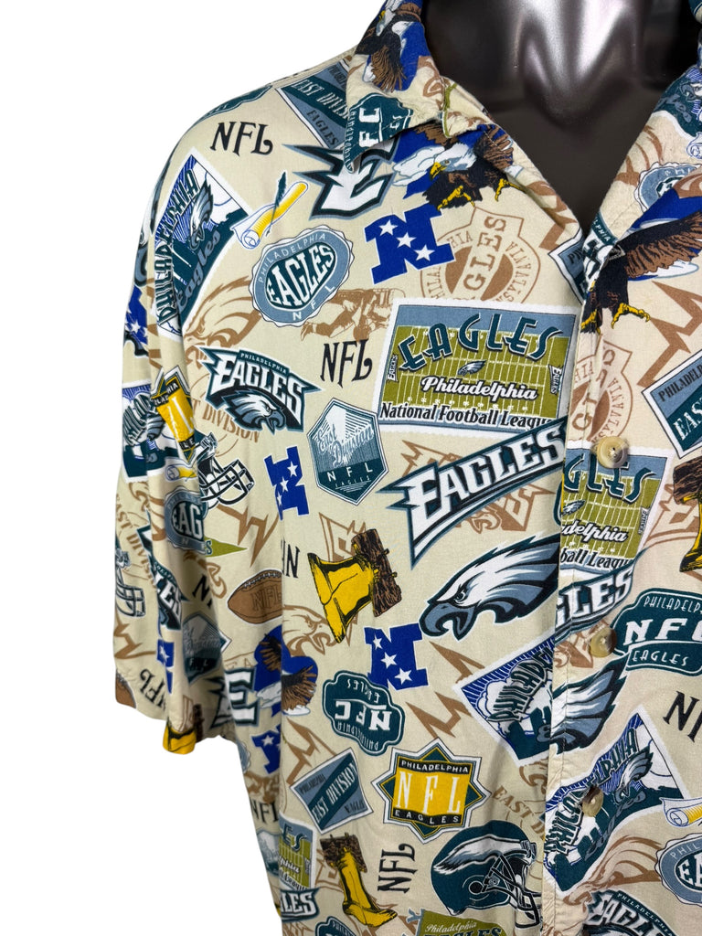 PHILADELPHIA EAGLES VINTAGE 2000'S NFL HAWAIIAN STYLE SHIRT ADULT 2XL
