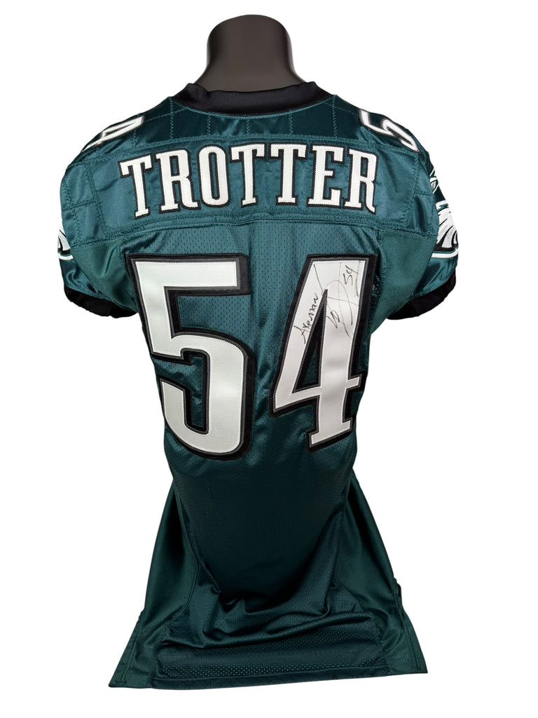 JEREMIAH TROTTER PHILADELPHIA EAGLES 2009 TEAM ISSUED SIGNED AUTHENTIC REEBOK JERSEY