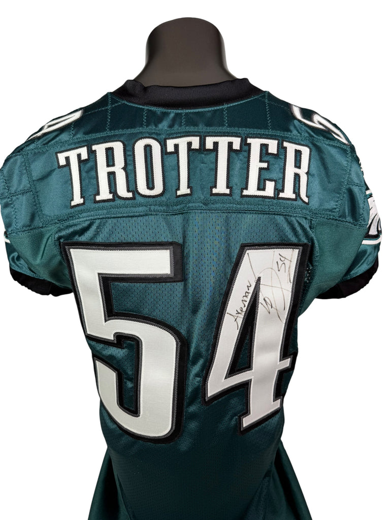 JEREMIAH TROTTER PHILADELPHIA EAGLES 2009 TEAM ISSUED SIGNED AUTHENTIC REEBOK JERSEY