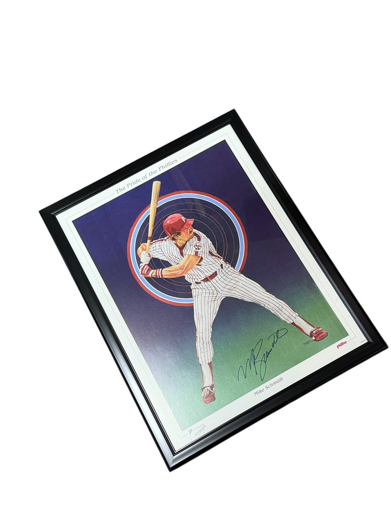 MIKE SCHMIDT PHILADELPHIA EAGLES VINTAGE 1980'S CUSTOM FRAMED SIGNED PRIDE POSTER