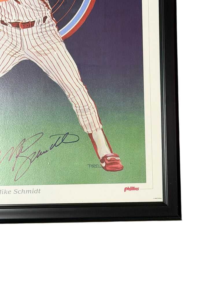 MIKE SCHMIDT PHILADELPHIA EAGLES VINTAGE 1980'S CUSTOM FRAMED SIGNED PRIDE POSTER