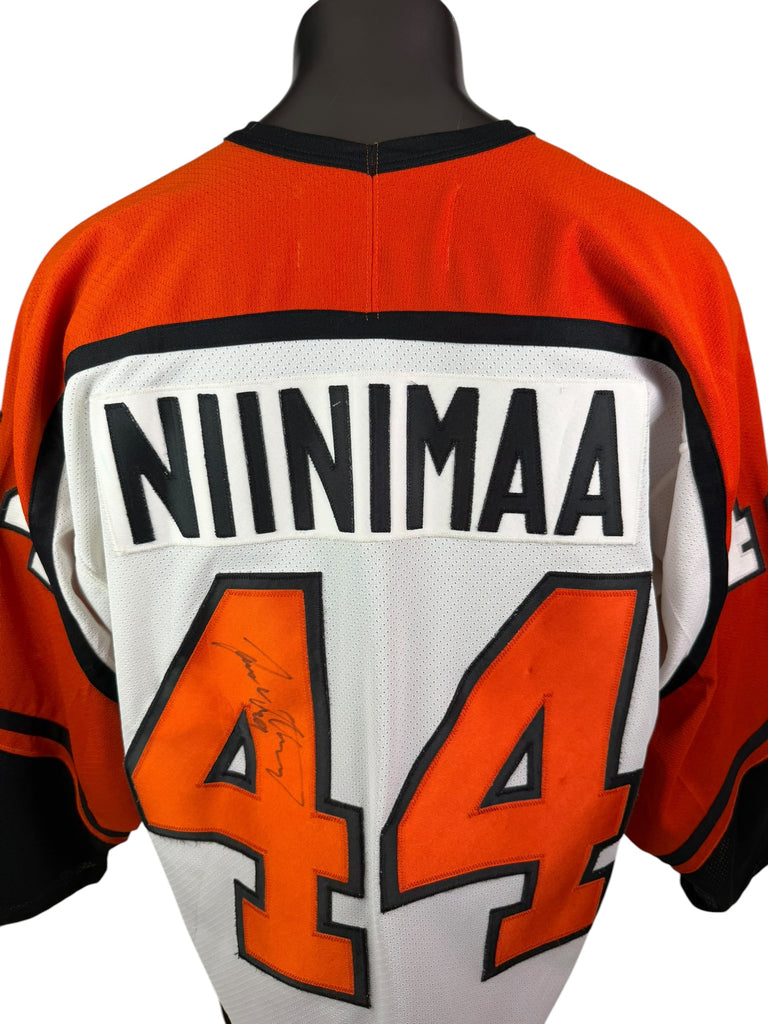 JANNE NIINIMAA PHILADELPHIA FLYERS VINTAGE 1990'S AUTHENTIC SIGNED CCM JERSEY ADULT LARGE