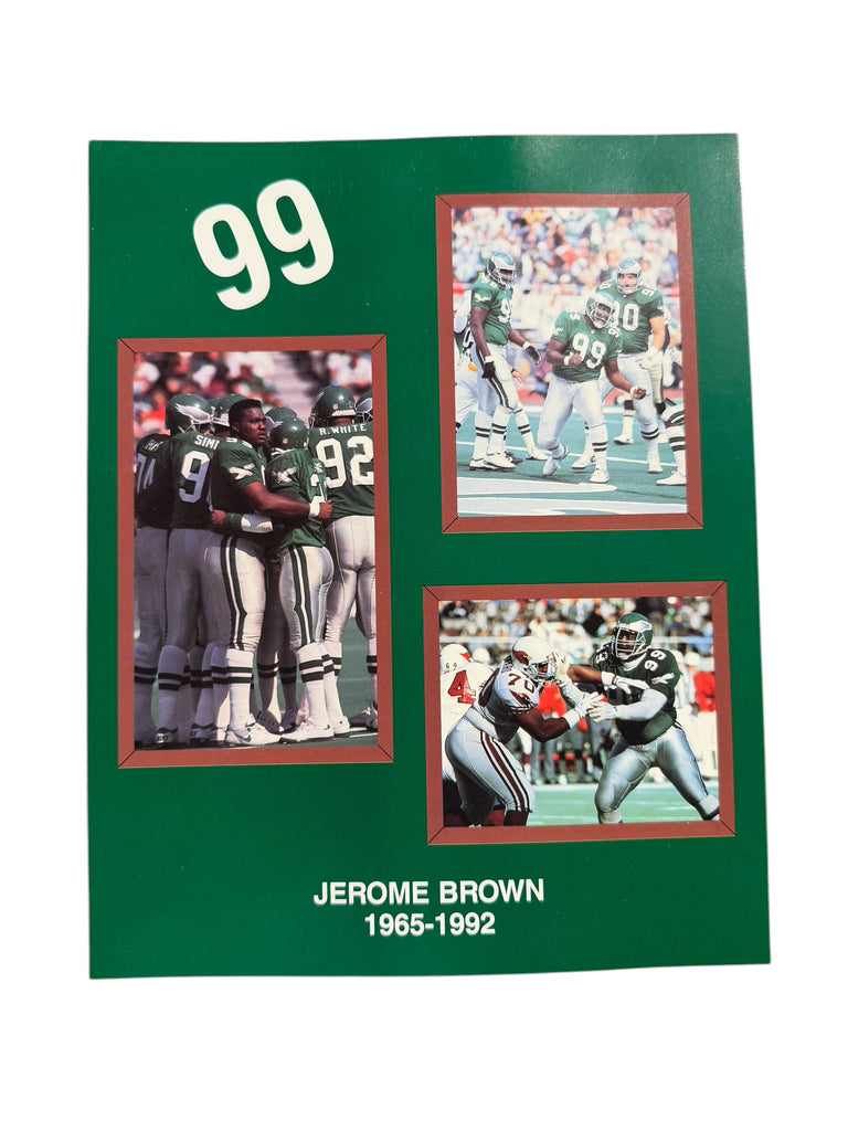 JEROME BROWN PHILADELPHIA EAGLES VINTAGE 1992 MEMORIAL 8X10 PHOTO SGA