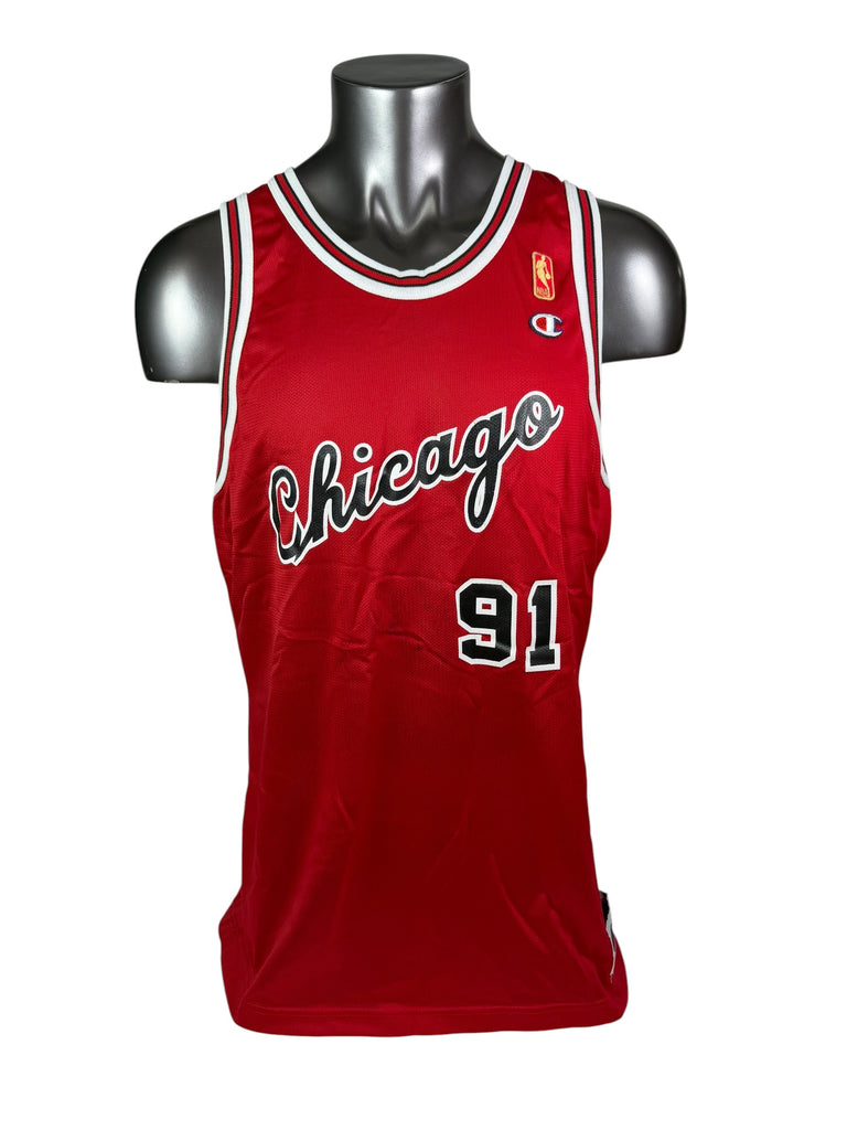 DENNIS RODMAN CHICAGO BULLS VINTAGE 1990'S 50TH ANNIVERSARY CHAMPION JERSEY ADULT 48