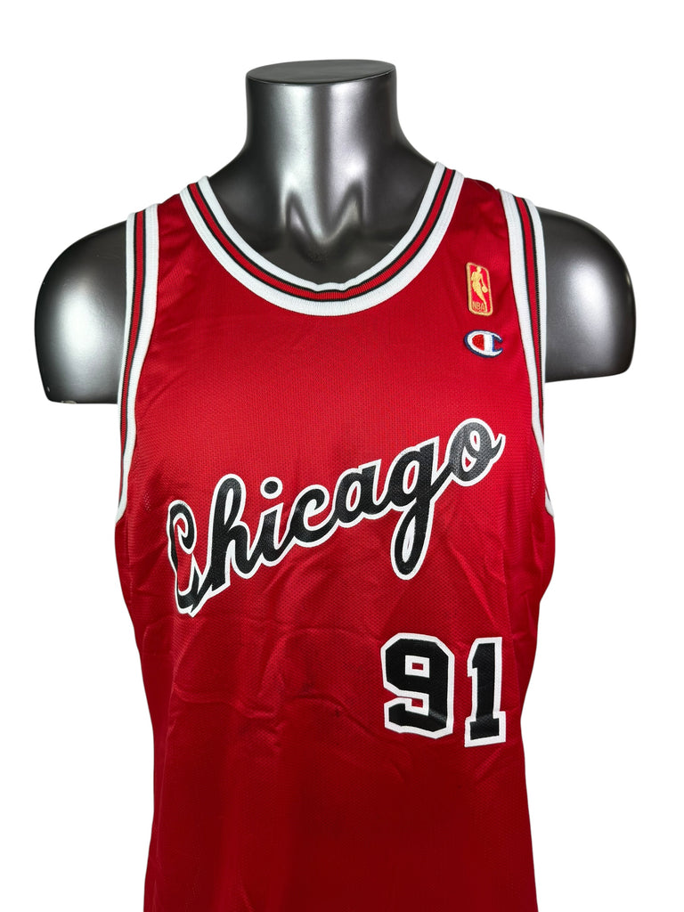 DENNIS RODMAN CHICAGO BULLS VINTAGE 1990'S 50TH ANNIVERSARY CHAMPION JERSEY ADULT 48