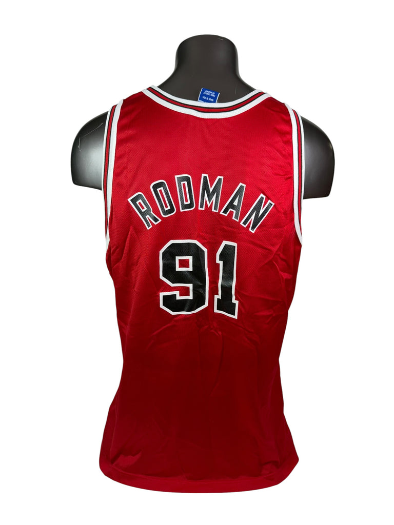DENNIS RODMAN CHICAGO BULLS VINTAGE 1990'S 50TH ANNIVERSARY CHAMPION JERSEY ADULT 48