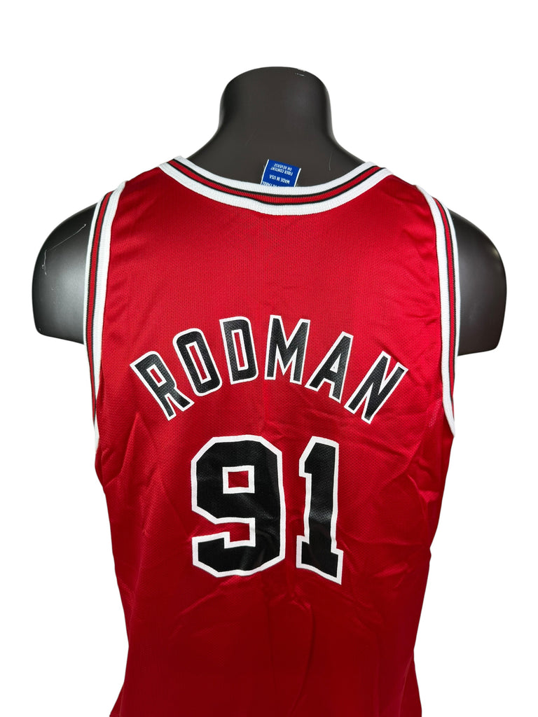 DENNIS RODMAN CHICAGO BULLS VINTAGE 1990'S 50TH ANNIVERSARY CHAMPION JERSEY ADULT 48