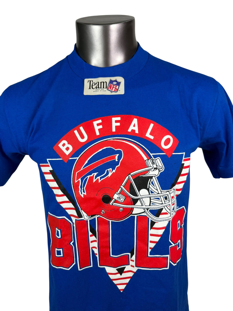 BUFFALO BILLS VINTAGE 1990'S TEAM NFL TRENCH T-SHIRT ADULT MEDIUM
