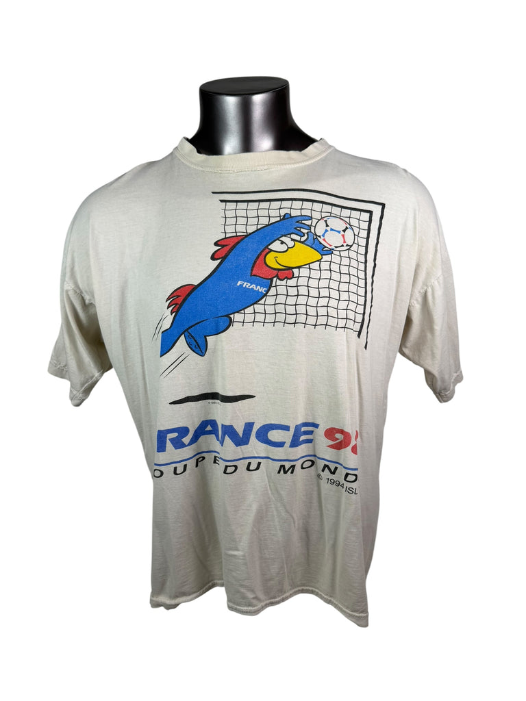 FRANCE COUPE DU MONDE VINTAGE 1990'S SOCCER ISL SOCCER T-SHIRT ADULT XL