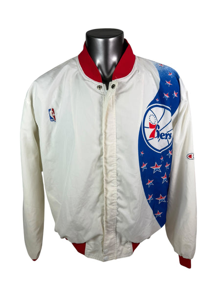 PHILADELPHIA SIXERS VINTAGE 1990's "STARS" CHAMPION LIGHTWEIGHT ZIP-UP JACKET ADULT XL