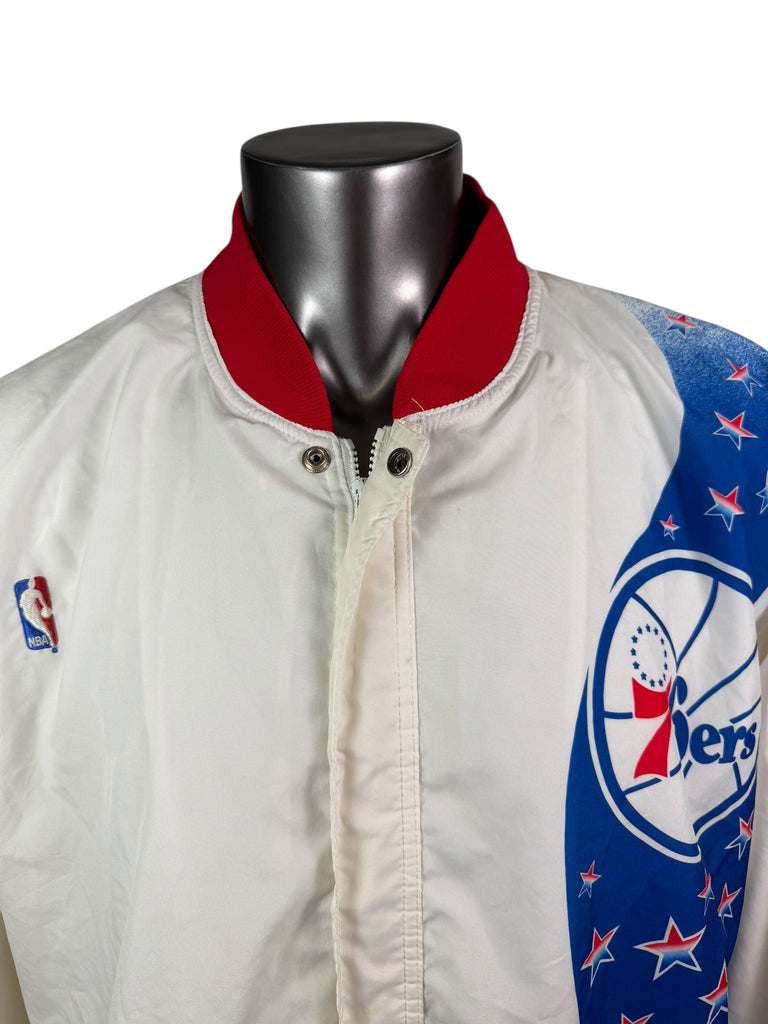 PHILADELPHIA SIXERS VINTAGE 1990's "STARS" CHAMPION LIGHTWEIGHT ZIP-UP JACKET ADULT XL