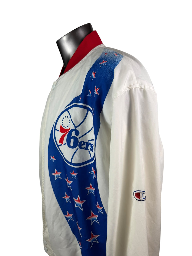 PHILADELPHIA SIXERS VINTAGE 1990's "STARS" CHAMPION LIGHTWEIGHT ZIP-UP JACKET ADULT XL