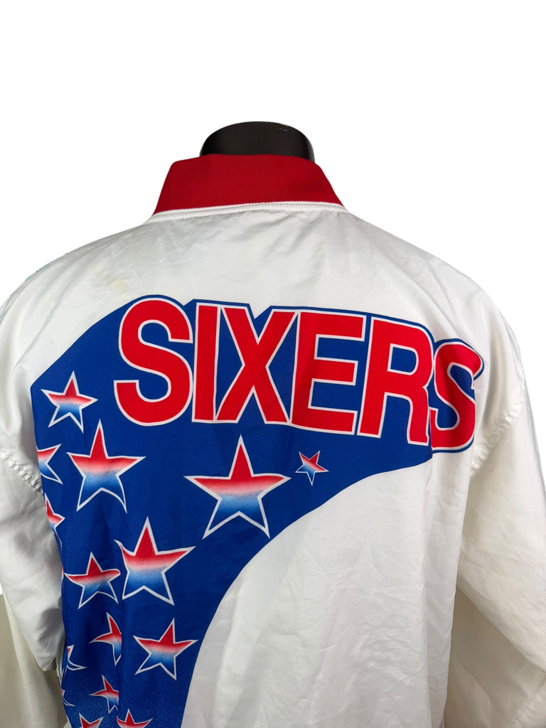 PHILADELPHIA SIXERS VINTAGE 1990's "STARS" CHAMPION LIGHTWEIGHT ZIP-UP JACKET ADULT XL