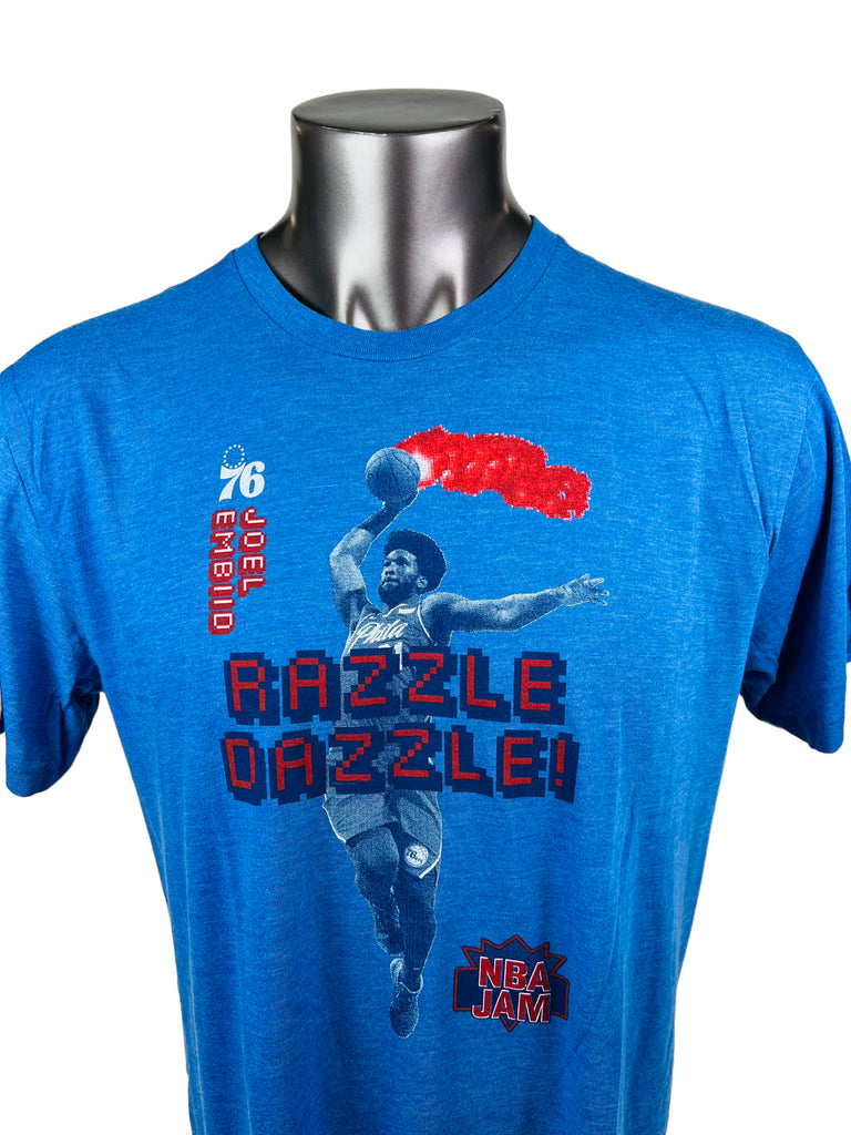 JOEL EMBIID PHILADELPHIA SIXERS RETRO NBA JAMS RAZZLE DAZZLE T-SHIRT