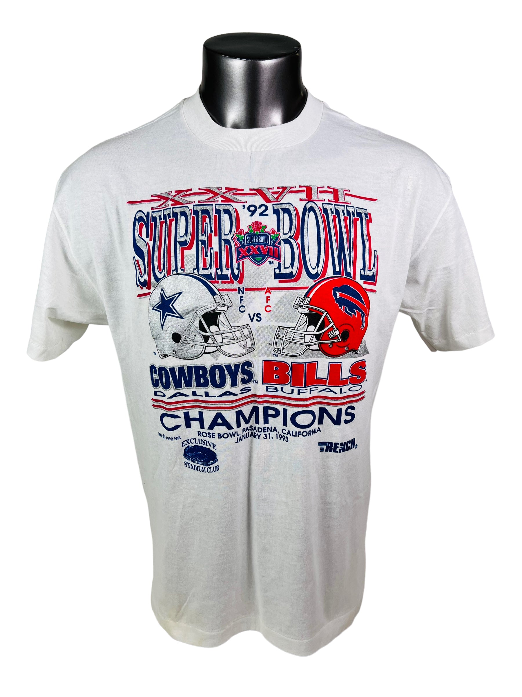 1992 Buffalo Bills Washington Redskins Super Bowl XXVI NFL T Shirt Size XL  – Rare VNTG
