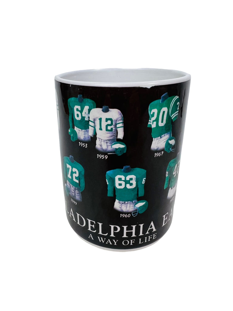 PHILADELPHIA EAGLES VINTAGE 2000'S JERSEY HISTORY CERAMIC COFFEE MUG